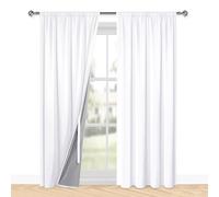 XWZO Lot de 2 rideaux 100 % opaques pour salon - Avec galon fronceur - Double couche - Rideaux occultants à double couche - Thermique - Protection contre le froid - 220 x 140 cm (H x l) - Blanc