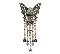 XWZSHMH Broches vintage en forme de tête de mort pour femmes, unisexe avec strass, tête de squelette, style punk, broches de fête, taille unique, Métal, Agate