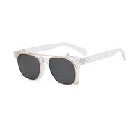 XWZSHMH Lunettes de soleil polarisées carrées rétro pour femme Verres amovibles UV400, Gris transparent., M