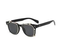 XWZSHMH Lunettes de soleil polarisées carrées rétro pour femme Verres amovibles UV400, noir/gris, M