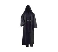 (XX-Large,Black)Adult Tunic Costume For Jedi Outfit Skywalker Halloween Cosplay Costume Hooded Robe Cloak Full Set Uniform Three Versions