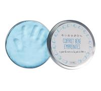 XX Small 37-2E-015 Coffret moulage Empreintes bébé Main Pied Argile Bleu Boîte métal D15,5 x H2,5 cm