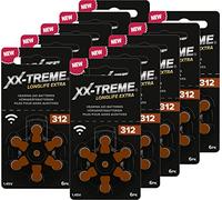 XX-Treme Lot de 60 piles pour appareils auditifs Longlife Extra - Type 312-60 piles pour appareils auditifs - PR41 code couleur marron 1,45 V