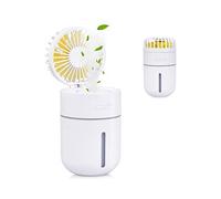 (XX0010) 400ml Mini Humidificateur d'air avec Ventilateur, USB Rechargeable Portable Fan Climatiseur Purificateur Super Mute Night lumière 2 Mode de