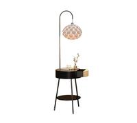 XXAD553TY Chambre Lampadaire avec table - Table de chevet ou d'appoint moderne du milieu siècle port chargement USB Lampe sur pied tiroirs Bureau(Noir)