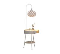 XXAD553TY Chambre Lampadaire avec table - Table de chevet ou d'appoint moderne du milieu siècle port chargement USB Lampe sur pied tiroirs Bureau(Blanc)