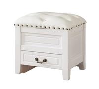 XXAD553TY Tabouret carré avec tiroirs de Rangement, adapté for Changer Chaussures Placard(Blanc)