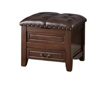 XXAD553TY Tabouret carré avec tiroirs de Rangement, adapté for Changer Chaussures Placard(Bruin)
