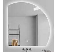 Xxbbyubo 100cm Miroir de Salle de Bain avec Éclairage, 90cm Demi-Cercle Miroir de Maquillage Mural LED Réglable, sans Cadre, Anti-buée, pour Chambre, Entrée(Right,90 * 90cm)
