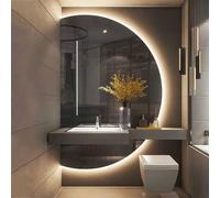 Xxbbyubo 130cm Miroir Pleine Longueur 3 Couleurs pour Entrée, 120cm Grand Demi-Cercle Miroir de Maquillage avec Anti-buée, Dimmable, Interrupteur Tactile(Right Half,70x110cm)