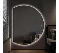 Xxbbyubo Demi-Cercle Dimmable Miroir Mural sans Cadre 90/100cm, Grand Anti-buée Miroir de Maquillage 130cm pour Salle de Bain, 3 Couleurs de Lumière(Right Half,39"x28")
