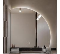 Xxbbyubo Demi-Cercle sans Cadre Miroir Décoration 70/80/90/100cm, Dimmable LED Miroir de Salle de Bain Anti-buée avec Interrupteur Tactile, Antidéflagrant(Right,28in)