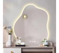 Xxbbyubo Dimmable LED Miroir de Vanité, 3 Couleurs Rétroéclairé, Grand sans Cadre Miroir de Salle de Bain Anti-buée, Asymétrique, Interrupteur Tactile, pour Vanité(30 * 40inch)