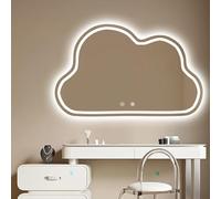 Xxbbyubo Dimmable Miroir de Vanité avec Éclairage 3 Couleurs, Irrégulier Anti-buée Miroir de Salle de Bain avec Interrupteur Tactile, 80/90cm sans Cadre(Frontlit,28x20inch)