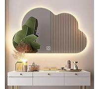 Xxbbyubo Dimmable Miroir de Vanité avec Éclairage 3 Couleurs, Irrégulier Anti-buée Miroir de Salle de Bain avec Interrupteur Tactile, 80/90cm sans Cadre(Backlit,32x24inch)