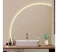 Xxbbyubo Grand Anti-buée Miroir Mural pour Salle de Bain, Demi-Cercle 3 Couleurs Dimmable Miroir de Maquillage avec Éclairage, sans Cadre Décoration(Left,32"x32")