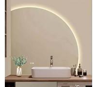 Xxbbyubo Grand Anti-buée Miroir Mural pour Salle de Bain, Demi-Cercle 3 Couleurs Dimmable Miroir de Maquillage avec Éclairage, sans Cadre Décoration(Right,40"x40")