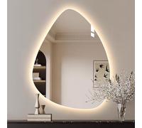 Xxbbyubo Grand Irrégulier Miroir de Maquillage Lumineux, Dimmable à 3 Couleurs, 100/120cm Miroir de Salle de Bain Anti-buée Asymétrique avec Interrupteur Tactile(32 * 24inch)