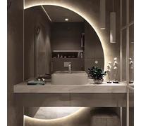 Xxbbyubo Grand Miroir de Courtoisie Rétroéclairé, Réglable LED Demi-Cercle Miroir de Salle de Bain Anti-buée, sans Cadre pour Chambre à Coucher, Salon(Leftcut,51x35inch)