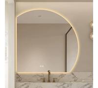 Xxbbyubo LED Anti-buée Miroir de Salle de Bain avec Éclairage, Demi-Cercle Réglable Rétroéclairé Miroir de Maquillage avec Interrupteur Tactile, sans Cadre(Right,100cm)