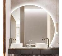 Xxbbyubo LED Réglable Miroir Mural Demi-Cercle 80/90cm, HD 3 Couleurs Miroir de Salle de Bain avec Anti-buée, 100cm Grand sans Cadre pour Chambre à Coucher(Left Under Cut,36in)