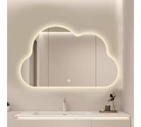 Xxbbyubo Miroir de Maquillage avec Éclairage, 3 Couleurs Dimmable, Miroir de Salle de Bain Anti-buée Rétroéclairé, 60 * 80cm Irrégulier Décoratif, sans Cadre 90/100cm(28"x20")
