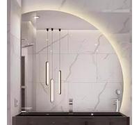 Xxbbyubo Miroir de Salle de Bain LED Demi Lune 70/80cm, Dimmable Rétroéclairé Miroir de Maquillage avec Éclairage, Anti-buée, 90/100cm sans Cadre(Left Under Cut,80x80cm)