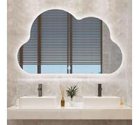 Xxbbyubo Miroir de Salle de Bain LED Dimmable, Moderne Irrégulier Miroir Mural de Courtoisie avec Éclairage 3 Couleurs, Rétroéclairé, Anti-buée, sans Cadre 80/90/100cm(70 * 90cm)