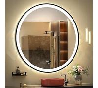 Xxbbyubo Miroir de Salle de Bain Lumineux Rond Doré 80cm, Miroir Mural Maquillage Anti-buée avec Interrupteur Tactile, Miroir Décoratif Dimmable avec Cadre Noir(Black,32in)