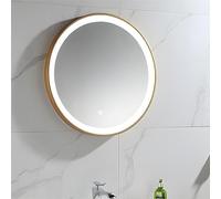 Xxbbyubo Miroir de Salle de Bain Lumineux Rond Doré 80cm, Miroir Mural Maquillage Anti-buée avec Interrupteur Tactile, Miroir Décoratif Dimmable avec Cadre Noir(Gold,40in)