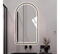 Xxbbyubo Miroir Décoratif Lumineux Mural avec Cadre Noir, Moderne LED Arqué Miroir Mural Anti-buée pour Salle de Bain, Intelligent Tactile Dimmable(Black,32x51In)