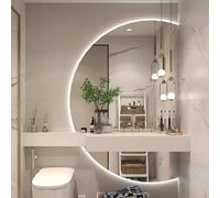Xxbbyubo Miroir LED Mural pour Sal de Bain, Miroir de Maquillage Anti-buée Réglable Lumineux Tricolore, 90-130cm Grand Demi-Cercle, pour Vanité, Chambre(Left Semicircle,47"x32")