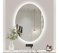 Xxbbyubo Miroir Mural Anti-buée pour Salle de Bain, 3 Lumières de Couleur Miroir de Vanité, Ovale Miroir Décoratif Convient pour la Chambre, Le Vestiaire, Le Maquillage(28in)