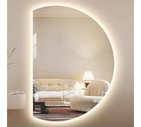 Xxbbyubo Miroir Mural de Salle de Bain avec Anti-buée, Demi-Cercle sans Cadre Miroir de Maquillage avec Éclairage, 3 Couleurs Dimmable, Interrupteur Tactile(Left Cut,100cm)