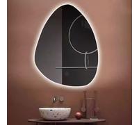 Xxbbyubo Miroir Mural Décoration Moderne Asymétrique, LED Irrégulier Miroir de Salle de Bain Anti-buée, Dimmable 3 Lumières de Couleur, Interrupteur Tactile(30" Wx40 L)