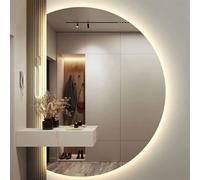 Xxbbyubo Miroir Mural Lumineux 3 Couleurs avec Rétroéclairé, sans Cadre Intelligent Anti-buée Miroir de Courtoisie avec Interrupteur Tactile, 90-130cm Demi Lune(Right Half,39x28inch)