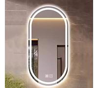 Xxbbyubo Miroir Mural Lumineux Ovale 130cm, Miroir de Courtoisie Anti-buée Salle de Bain avec Interrupteur Tactile, Dimmable à 3 Couleurs Miroir Décoratif(24"x48")