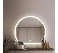 Xxbbyubo Moderne Demi-Cercle Miroir Mural avec Éclairage, 50/60cm Dimmable Anti-buée Miroir de Salle de Bain avec Interrupteur Tactile, 70/80/90/cm Doré Miroir de Vanité avec Cadre(80cm/32in)