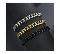 XXCLW Bracelet à chaîne épaisse de 3/5 mm pour homme en acier inoxydable à maillons cubains classiques punk lourds accessoires de bijoux pour hommes, taille unique, 3 mm, 18 cm, argent, Agate