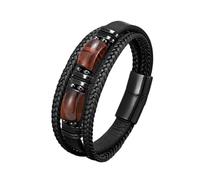XXCLW Bracelet en cuir avec pierre naturelle pour homme et femme fait à la main réglable Boho perles bijoux, taille unique, 23 cm_Œil de tigre rouge, Agate
