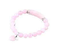 XXCLW Bracelet en pierre naturelle rose pour femmes et filles - Bracelet en forme de cœur - Perles de quartz