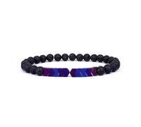 XXCLW Bracelet pour homme en pierre de lune naturelle - Bracelet tibétain en pierre de lave - Bracelet diffuseur pour homme, taille unique, 23 cm, Agate