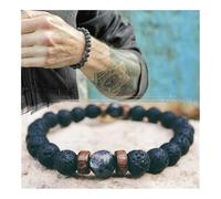 XXCLW Bracelet pour homme en pierre de lune naturelle - Bracelet tibétain en pierre de lave - Bracelet diffuseur pour homme, taille unique, 23 cm, Agate