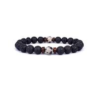 XXCLW Bracelet pour homme en pierre de lune naturelle - Bracelet tibétain en pierre de lave - Bracelet diffuseur pour homme, taille unique, 21 cm, Agate