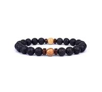 XXCLW Bracelet pour homme en pierre de lune naturelle - Bracelet tibétain en pierre de lave - Bracelet diffuseur pour homme, taille unique, 19 cm, Agate