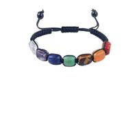 XXCLW Bracelet réglable avec perles carrées 7 chakras, pierre de yoga, méditation, relaxation, anxiété, taille unique, Agate