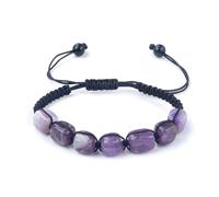 XXCLW Bracelet réglable avec perles carrées 7 chakras, pierre de yoga, méditation, relaxation, anxiété, taille unique, Agate