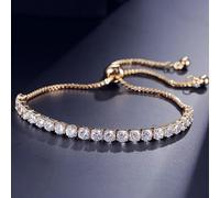 XXCLW Bracelet tennis tendance en oxyde de zirconium pour femme - Bracelet réglable en cristal rond blanc - Bijoux de mariage, taille unique, Agate