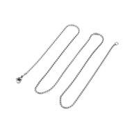 XXCLW Collier long en acier inoxydable pour homme et femme 45-75 cm, taille unique, 45 cm - 2,5 mm - Argenté, Agate