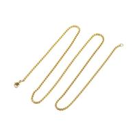 XXCLW Collier long en acier inoxydable pour homme et femme 45-75 cm, taille unique, 65 cm - 2 mm - Doré, Agate